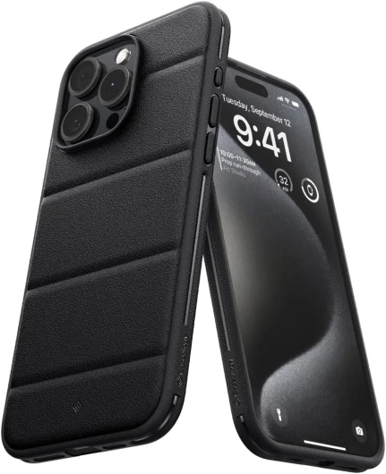 Athlex pour iPhone 15 Pro Coque [Texture en grès] [Military Grade Drop Protection] avec des Motifs de Prise Latérale Coque iPhone 15 Pro - Active Black